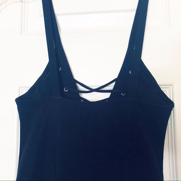 Leith Nordstrom Black Lace Up Front Body Con Dress - Picture 8 of 8